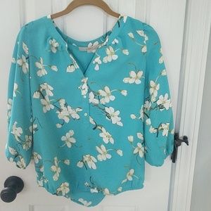 Loft blue floral blouse